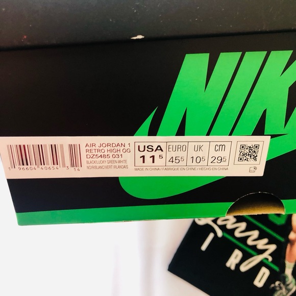 Jordan 1 Lucky green size 11.5 and Mitchell & Ness Larry Bird size L - Picture 4 of 5